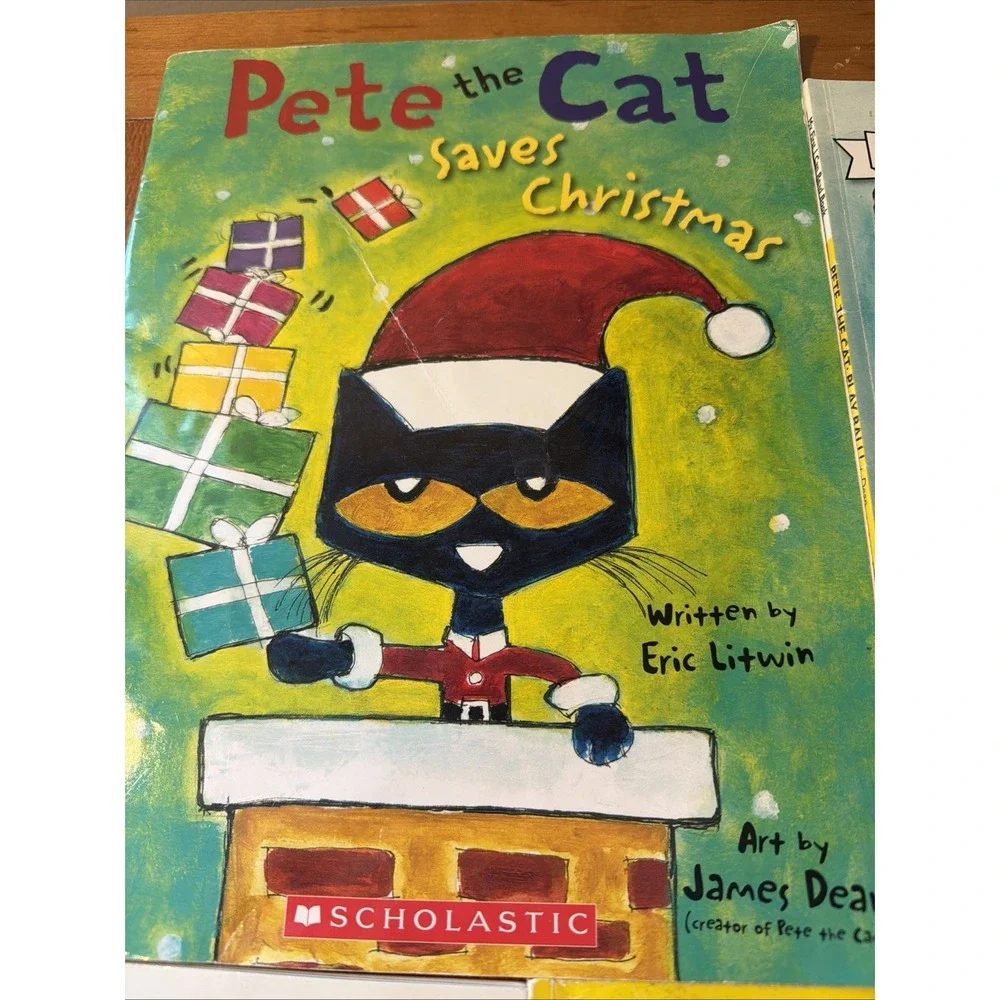 Pete The Cat Lot Paperback Books (5) Saves Christmas, Play Ball, Snow Daze More